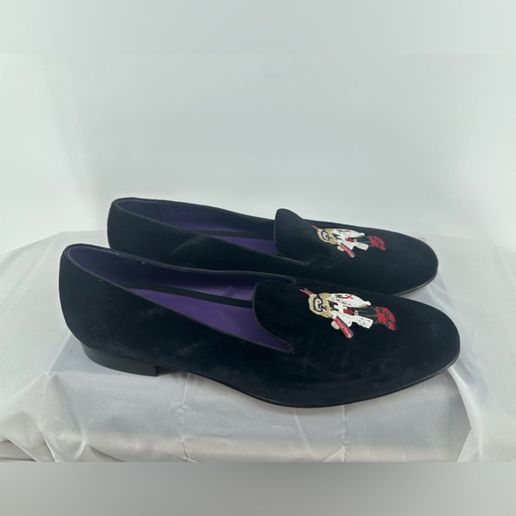 RALPH LAUREN PURPLE Label Polo Bear Dress Shoes Velvet loafers - Picture 2 of 8
